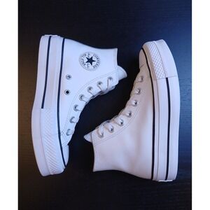 Converse Chuck Taylor All Star Lift Leather High Top White Sneakers Women 5 Mint